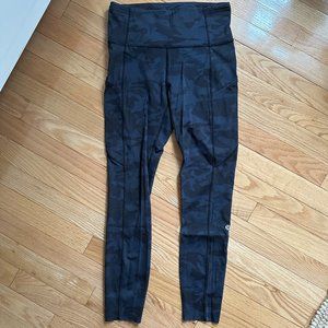 Lululemon Fast and Free Tight 25"- Heritage Camo Deep Coal - Sz 6